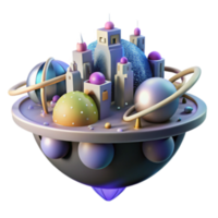 vibrant contemporary Floating City A 3D Rendered Fantasy World original png