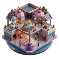 stunning classic Isometric Bazaar 3D Model of a Vibrant Marketplace exclusive png