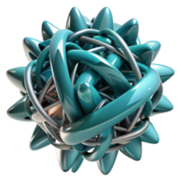 vibrant contemporary Abstract 3D Render Teal and Silver Intertwined Forms original png