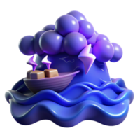 extraordinary classic Stormy Seas A 3D Render of a Boat in a Turbulent Ocean high resolution png