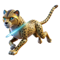 serene vintage Fast Cheetah 3D Render Spots, Speed, and Luminescence high resolution png