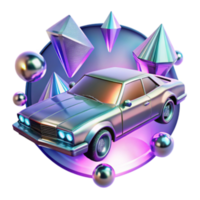 wonderful contemporary Retro Car, Geometric Art, 3D Render premium png