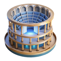 extraordinary modern Circular Amphitheater Architectural Design, 3D Model, Columns, Stage, Seating detailed png