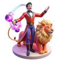 dramatic artistic Ringmaster Lion Magical Circus 3D Render authentic png