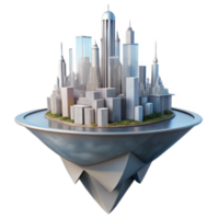 serene minimalist Floating City Metropolis on an Island high resolution png