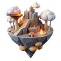 wonderful minimalist Floating Island Fantasy 3D Render of Magical Realm high quality png