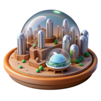 dramatic rustic Miniature Cityscape Dome A Futuristic 3D Render detailed png