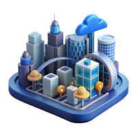 stunning abstract Smart City 3D Model of Urban Infrastructure and Cloud Computing high resolution png