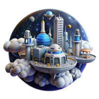 elegant rustic Floating City in Space A Futuristic Metropolis authentic png