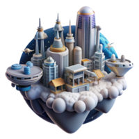 elegant minimalist Futuristic Cloud City A 3D Render of a Modern Metropolis authentic png