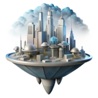 extraordinary classic Floating City Futuristic Metropolis in the Clouds high resolution png