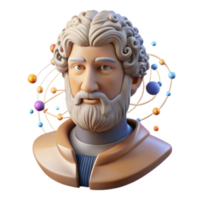beautiful abstract 3D Model of a Wise Old Scientist Exploring the Atom high quality png