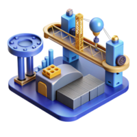 beautiful abstract Industrial Automation 3D Model of Factory high resolution png