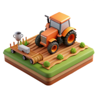 extraordinary artistic Farming Tractor on Field 3D Render of Agriculture genuine png