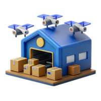 wonderful rustic Drone Delivery Warehouse Automated Package Sorting and Distribution high quality png
