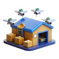 serene abstract Drone Delivery Warehouse Fast Efficient Shipping original png