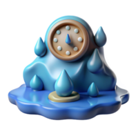 stunning creative Time and Water A 3D Render of a Clock in a Puddle premium png