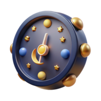 serene rustic Celestial Clock 3D Render of Night Sky Timepiece high resolution png