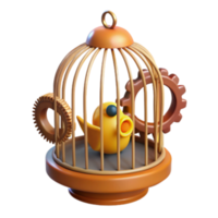 stunning modern Mechanical Bird in a Cage A 3D Render high resolution png