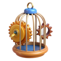 vibrant rustic Gears Confined Mechanical Confinement in a Birdcage 4K png