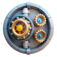 extraordinary abstract Circular Gear Mechanism 3D Render of Intricate Machine genuine png