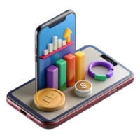 vibrant rustic Mobile Finance Tracking Growth, Analyzing Data, Managing Finances premium png