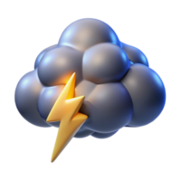 serene abstract Stormy Weather 3D Cloud with Lightning Bolt high resolution png