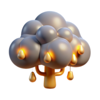 serene minimalist 3D Render of Abstract Cloud Tree with Golden Pears professional png