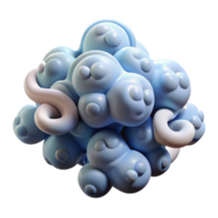 serene rustic Abstract 3D Render Blue Bubbles and Organic Forms 4K png