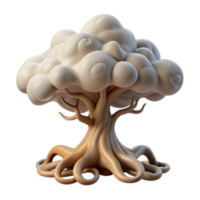 elegant rustic Whimsical Cloud Tree 3D Render of Fantasy Tree high quality png