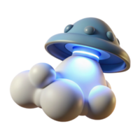 serene creative UFO Abduction 3D Render of Spaceship Cloud genuine png