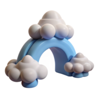 vibrant contemporary Rainbow Arch with Clouds Cute 3D Render 4K png