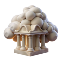 serene vintage Temple Under a Cloud 3D Render of Classical Architecture authentic png