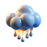 dramatic rustic Glowing Cloud with Raindrops 3D Render authentic png