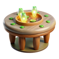 vibrant rustic Enchanted Wooden Table with Glowing Vases high resolution png