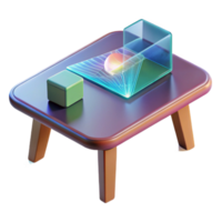 vibrant minimalist Abstract 3D Render Tabletop with Glass Prism and Cube detailed png