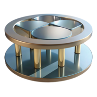 wonderful minimalist Abstract Geometric Table Design 3D Render of Circular Platform with Metallic Shapes 4K png