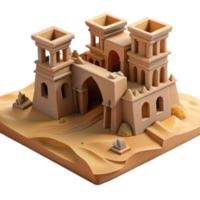 serene traditional Desert Fortress Ancient Architecture 3D Model high resolution png