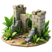 wonderful minimalist Overgrown Ruins Stone Archway in Jungle Setting high resolution png