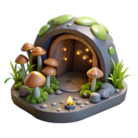 dramatic modern Enchanted Mushroom House 3D Render of Fantasy Home genuine png