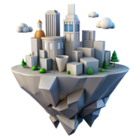 impressive abstract Floating City A 3D Model of Urban Development detailed png