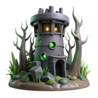 serene vintage Enchanted Forest Tower 3D Render of Mystical Structure professional png
