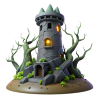 serene vintage Enchanted Stone Tower 3D Model Fantasy Game Asset 4K png