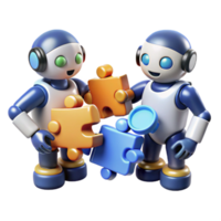 vibrant artistic Robots Collaborate Solving Puzzles Through Teamwork high quality png