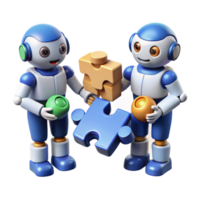 beautiful classic Collaborative Robots Solving Puzzles Teamwork and Problem-Solving exclusive png