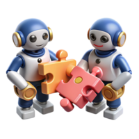 serene rustic Collaborative Robots Solving Puzzles AI Teamwork and Problem-Solving 4K png