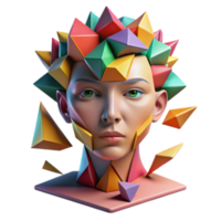 extraordinary traditional Abstract Geometric Portrait Colorful 3D Sculpture high resolution png