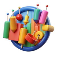 stunning artistic Colorful 3D Shapes Chart Abstract Data Visualization detailed png