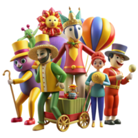 elegant abstract Whimsical Carnival Characters Festive 3D Figures original png