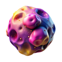 serene minimalist Abstract Cosmic Orb 3D Render of a Colorful, Irregular Celestial Body professional png